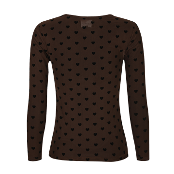 Liberté - Mesh Ls Tshirt - Dark Brown Black Flock Heart